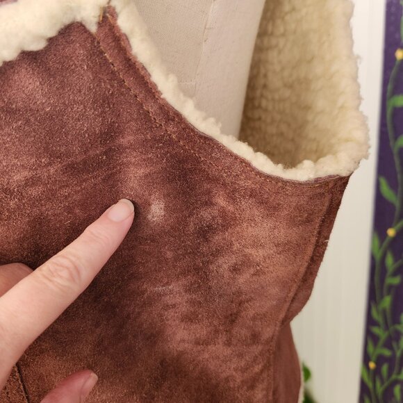 Vintage 1970's OUI Reversible Brown Leather & Sherpa Vest - Picture 14 of 16